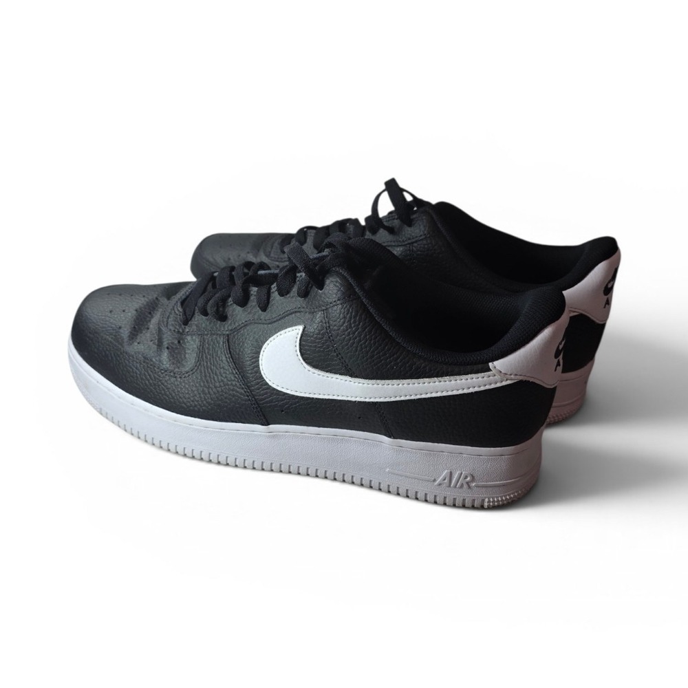 Nike Air Force 1 Men's Size 13 Black White Tumbled Leather Sneakers COA